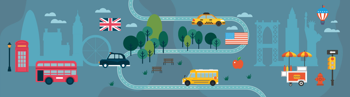 illustration map London New York